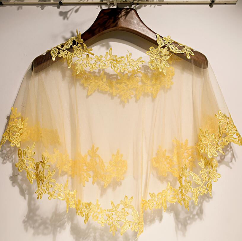 Embroidery Yellow - Женская весенне-летняя пашмина с цветочной вышивкой,