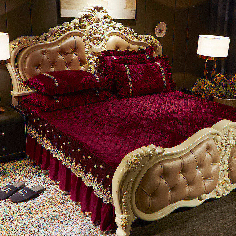 Embroidery Quilt Cover - Кружевное бархатное покрывало AI WINSURE-Embroidery, оборки,