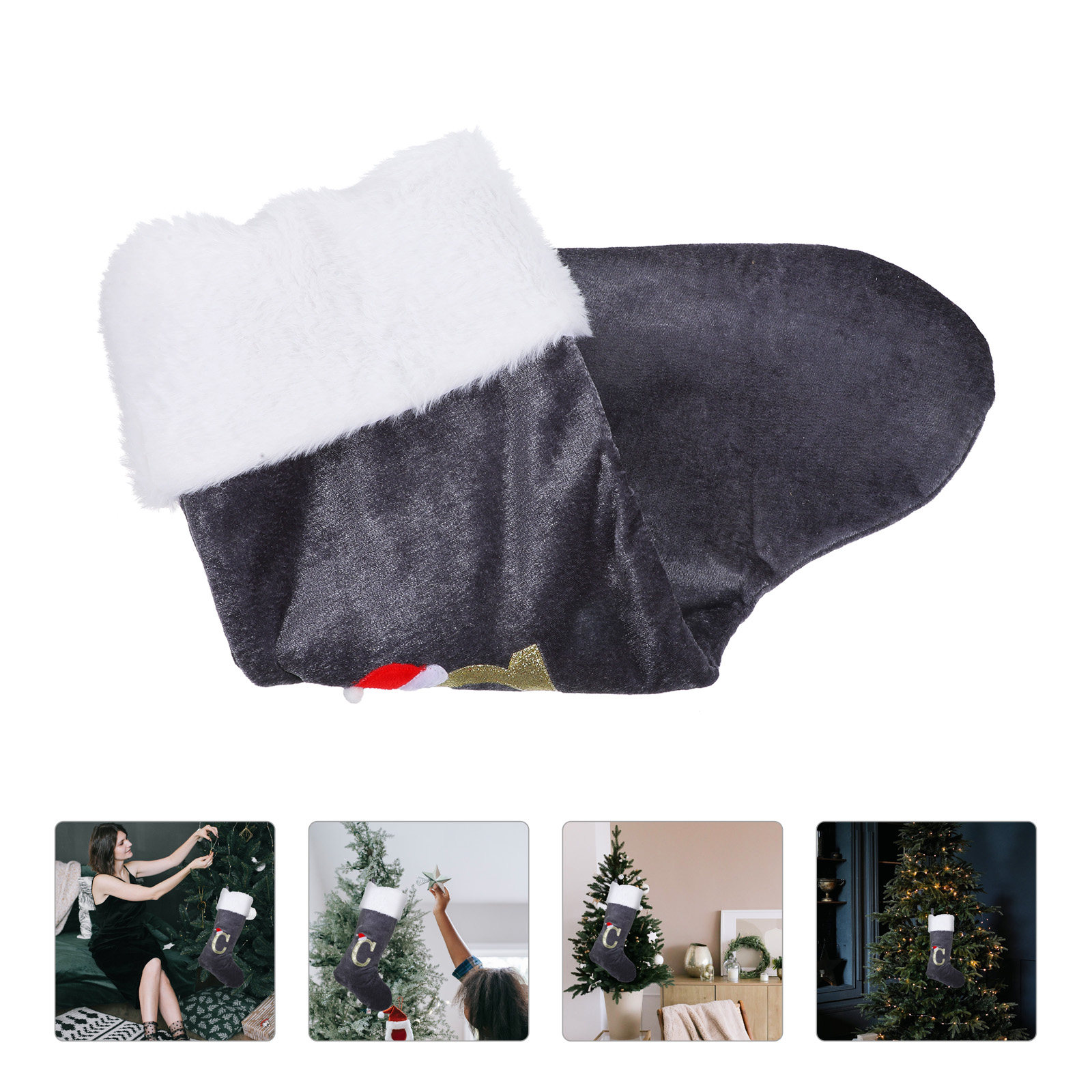 Embroidery Xmas Stocking - Новогодний чулок с мультяшной вышивкой, подвесной