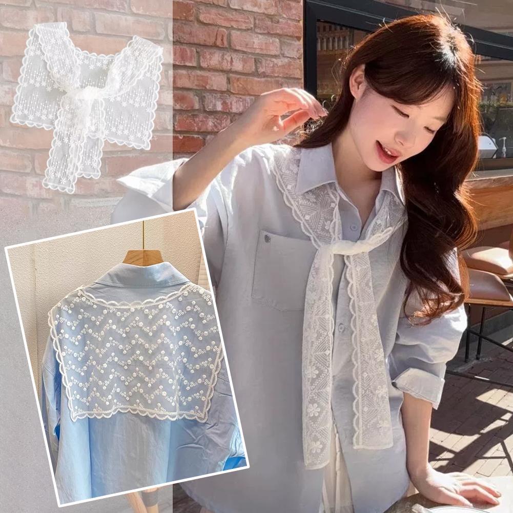 Embroidery Uniforms - Французская кружевная шаль-шарф для женщин: элегантный
