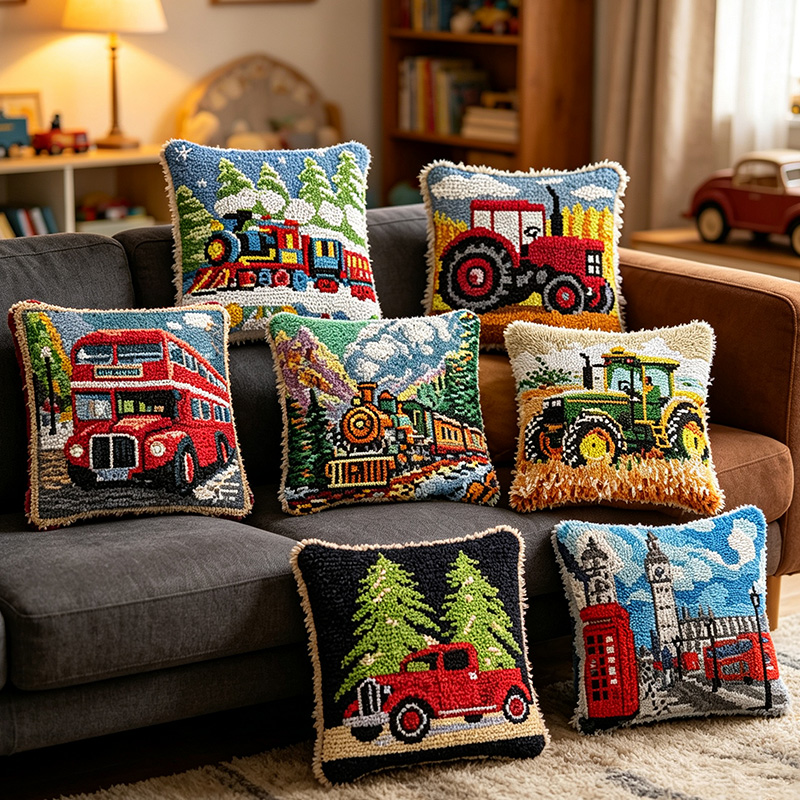 Printed Embroidery Kit - Винтажный набор для вышивания: подушка с