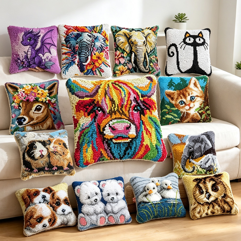 Printed Embroidery Kit - Набор для вышивания крючком: подушка-игрушка (собака,
