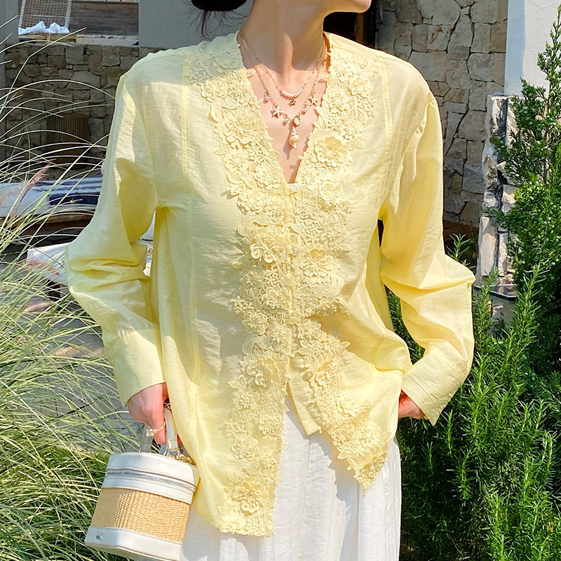 Новая женская блузка в француз – обзор и цена Embroidery Yellow