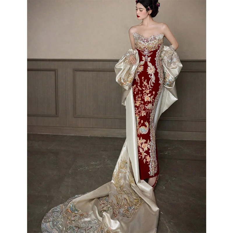 Свадебное платье Xiuhe 2026: Н – обзор и цена Embroidery In Indonesia