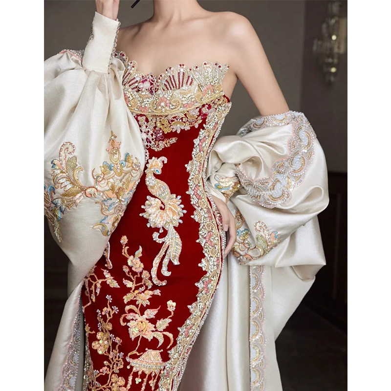Свадебное платье Xiuhe 2026: Н – обзор и цена Embroidery In Indonesia